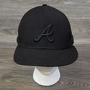 Atlanta Braves Men's Hat Cap 71/2 47 Brand MLB Black Snapback Sure‎ Shot Black